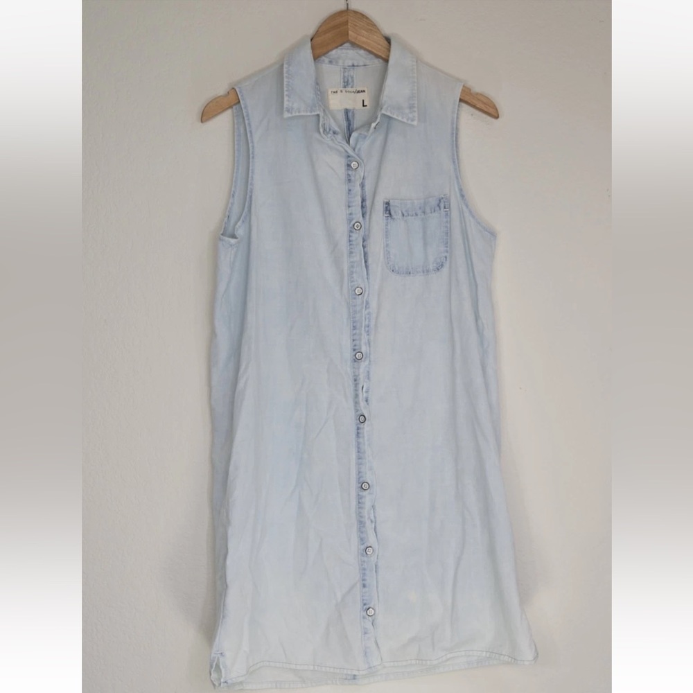 rag & bone Light Blue Sleeveless Denim Shirt Dress